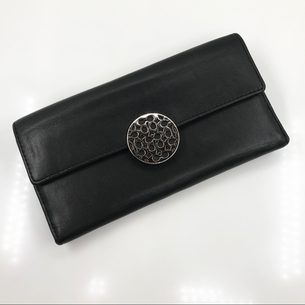 Coach Black Leather Trifold Wallet